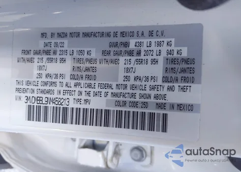 2022 Mazda Cx-30 Select z USA, uszkodzony, nr VIN 3MVDMBBL9NM458213